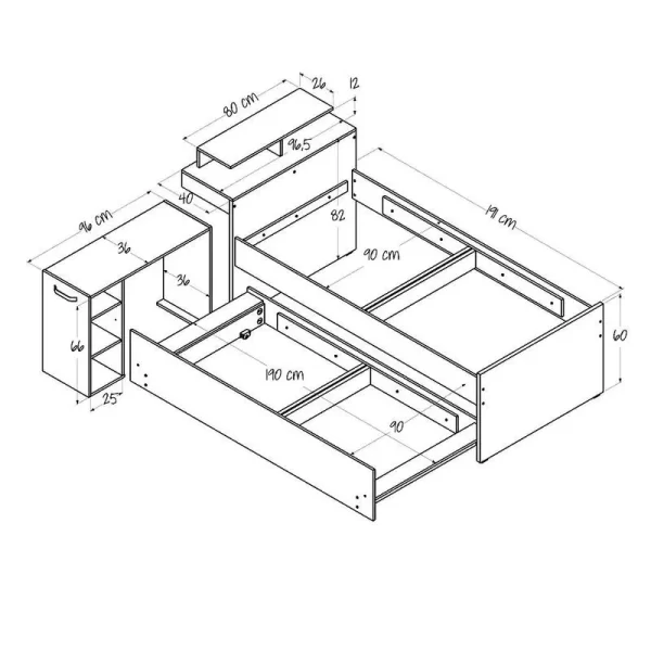 Cama Nido Lisboa Multifuncional Sencilla 90cm 4 »