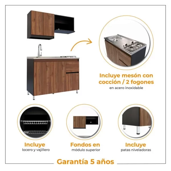 Cocina Integral con Meson Derecho Alba 120cm 7 »